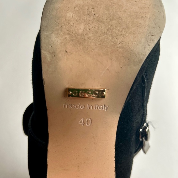 Gucci Black Suede Genuine Leather Glitter Heel Ankle Boots size EUR 40, US 9.5 - Picture 14 of 16
